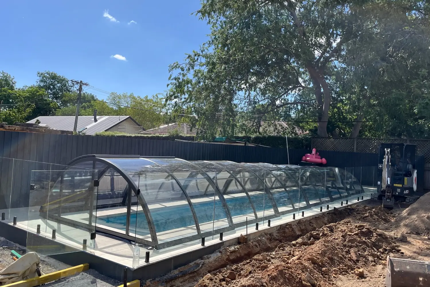 Klasik Clear telescopic pool enclosure installed in Canberra, ACT